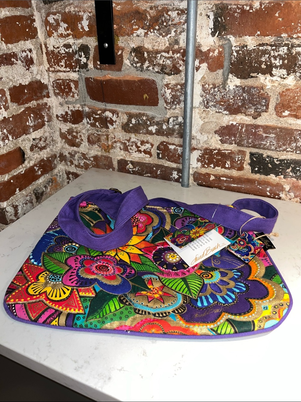Laurel Burch Multicolor Floral Crossbody with Purple Strap - Picture 12 of 13